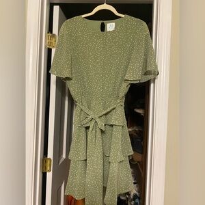 Mint Olive Dotted Midi Dress